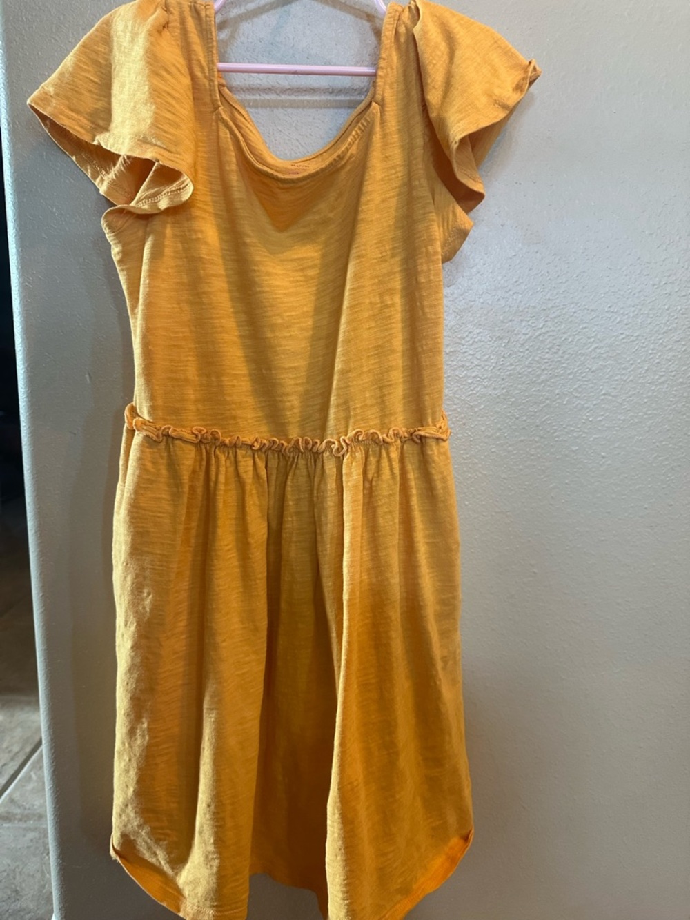 Girls' Yellow Flutter-Sleeve Dress Cat jack 7/8. Dress.